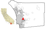 San Diego County California Incorporated and Unincorporated areas Santee Highlighted